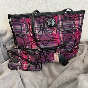 Coach Vibrant Pink and Purple Tote Bag Set